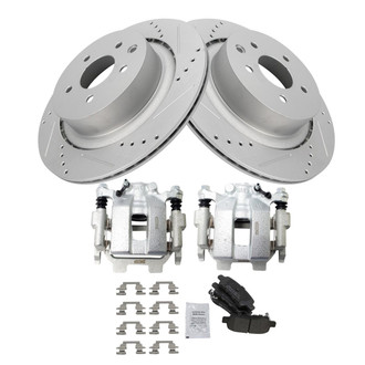 TRQ® - Performance Semi-Metallic Rear Brake Kit with Calipers
