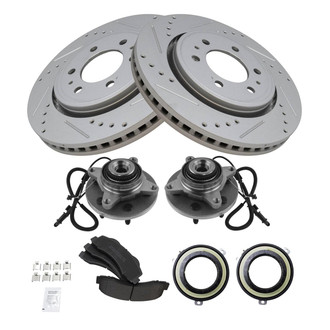 TRQ® - Performance Semi-Metallic Brake Kit with Hub Assemblies