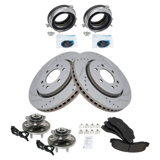 TRQ® - Performance Semi-Metallic Front Brake Kit with Hub Assemblies