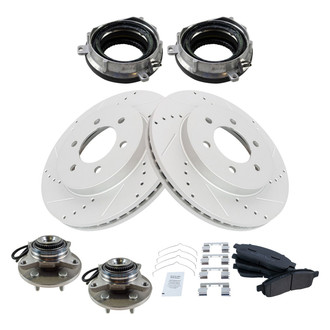 TRQ® - Performance Semi-Metallic Front Brake Kit with Hub Assemblies