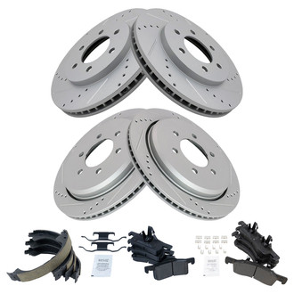 TRQ® - Performance Semi-Metallic Brake Kit with Parking Brake Shoes