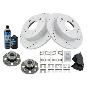 TRQ® - Performance Semi-Metallic Rear Brake Kit with Hub Assemblies