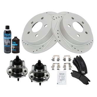 TRQ® - Performance Semi-Metallic Rear Brake Kit with Hub Assemblies