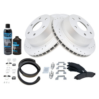TRQ® - Performance Semi-Metallic Rear Brake Kit with Parking Brake Shoes