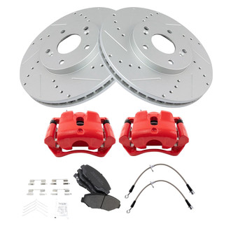 TRQ® - Performance Semi-Metallic Brake Kit with Calipers and Hoses