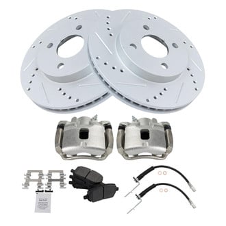 TRQ® - Performance Semi-Metallic Brake Kit with Calipers and Hoses