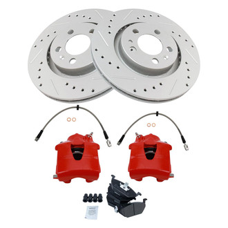 TRQ® - Performance Semi-Metallic Front Brake Kit with Calipers and Hoses