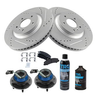 TRQ® - Performance Semi-Metallic Front Brake Kit with Hub Assemblies