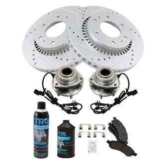 TRQ® - Performance Semi-Metallic Front Brake Kit with Hub Assemblies