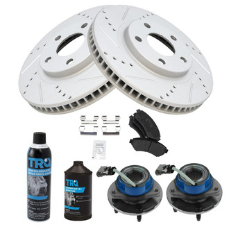 TRQ® - Performance Semi-Metallic Front Brake Kit with Hub Assemblies