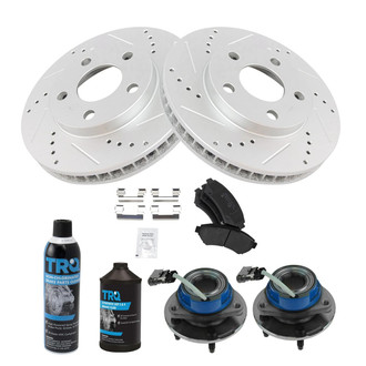 TRQ® - Performance Semi-Metallic Front Brake Kit with Hub Assemblies