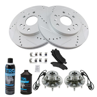 TRQ® - Performance Semi-Metallic Front Brake Kit with Hub Assemblies
