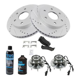 TRQ® - Performance Semi-Metallic Front Brake Kit with Hub Assemblies
