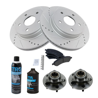 TRQ® - Performance Semi-Metallic Front Brake Kit with Hub Assemblies