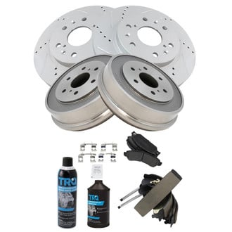 TRQ® - Performance Semi-Metallic Front and Rear Brake Kit with Drum and Shoes