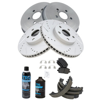 TRQ® - Performance Semi-Metallic Front and Rear Brake Kit with Drum and Shoes