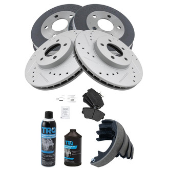 TRQ® - Performance Semi-Metallic Front and Rear Brake Kit with Drum and Shoes