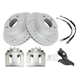 TRQ® - Performance Semi-Metallic Brake Kit with Calipers and Hoses