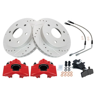 TRQ® - Performance Semi-Metallic Front Brake Kit with Calipers and Hoses