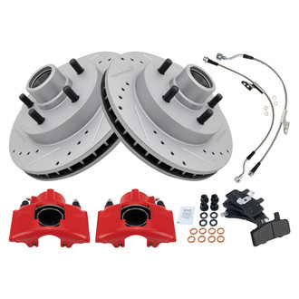 TRQ® - Performance Semi-Metallic Brake Kit with Calipers and Hoses