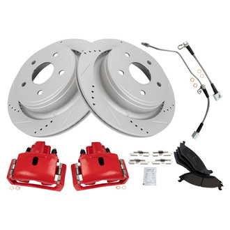 TRQ® - Performance Semi-Metallic Rear Brake Kit with Calipers and Hoses