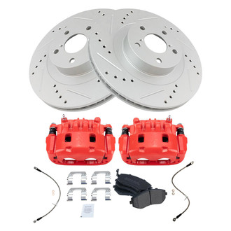 TRQ® BKA52181 - Performance Semi-Metallic Front Brake Kit with Calipers and Hoses