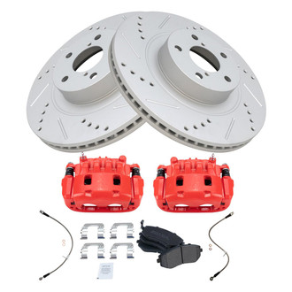 TRQ® BKA52182 - Performance Semi-Metallic Front Brake Kit with Calipers and Hoses