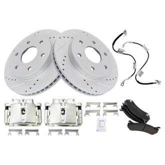 TRQ® - Performance Semi-Metallic Front Brake Kit with Calipers and Hoses