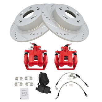 TRQ® - Performance Semi-Metallic Brake Kit with Calipers and Hoses