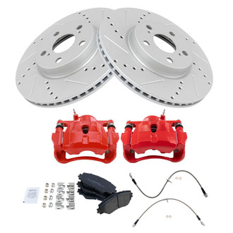 TRQ® - Performance Semi-Metallic Front Brake Kit with Calipers and Hoses