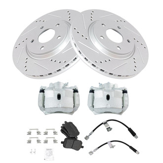 TRQ® - Performance Semi-Metallic Brake Kit with Calipers and Hoses