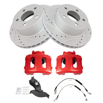 TRQ® - Performance Semi-Metallic Front Brake Kit with Calipers and Hoses