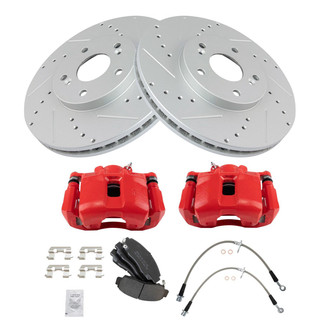 TRQ® - Performance Semi-Metallic Brake Kit with Calipers and Hoses