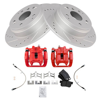 TRQ® - Performance Semi-Metallic Rear Brake Kit with Calipers and Hoses