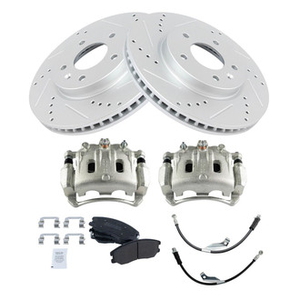 TRQ® - Performance Semi-Metallic Brake Kit with Calipers and Hoses
