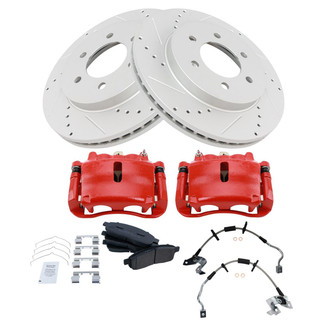 TRQ® - Performance Semi-Metallic Front Brake Kit with Calipers and Hoses