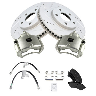 TRQ® - Performance Semi-Metallic Brake Kit with Calipers and Hoses