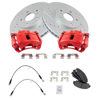 TRQ® - Performance Semi-Metallic Front Brake Kit with Calipers and Hoses