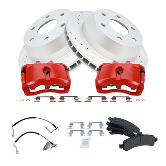 TRQ® - Performance Semi-Metallic Rear Brake Kit with Calipers and Hoses