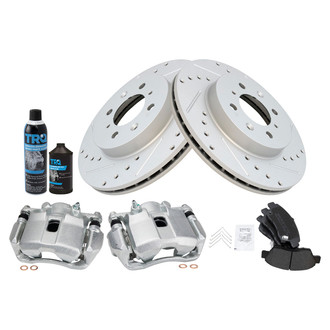 TRQ® - Performance Semi-Metallic Front Brake Kit with Calipers