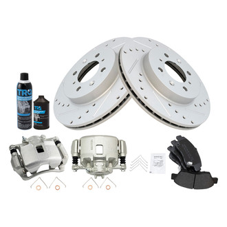 TRQ® - Performance Semi-Metallic Front Brake Kit with Calipers
