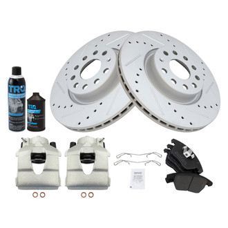 TRQ® - Performance Semi-Metallic Front Brake Kit with Calipers