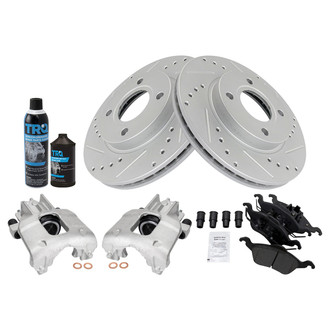 TRQ® - Performance Semi-Metallic Front Brake Kit with Calipers