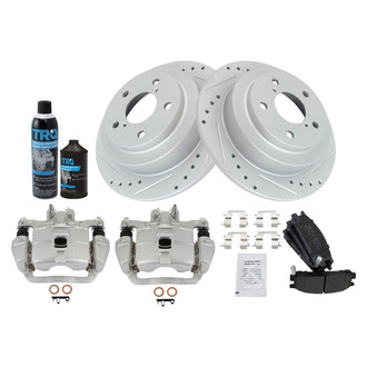 TRQ® - Performance Semi-Metallic Rear Brake Kit with Calipers