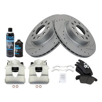 TRQ® - Performance Semi-Metallic Front Brake Kit with Calipers
