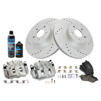 TRQ® - Performance Semi-Metallic Front Brake Kit with Calipers