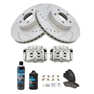 TRQ® - Performance Semi-Metallic Front Brake Kit with Calipers