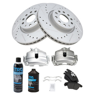 TRQ® - Performance Semi-Metallic Front Brake Kit with Calipers