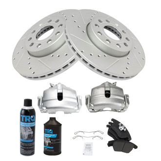 TRQ® - Performance Semi-Metallic Front Brake Kit with Calipers
