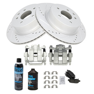 TRQ® - Performance Semi-Metallic Rear Brake Kit with Calipers